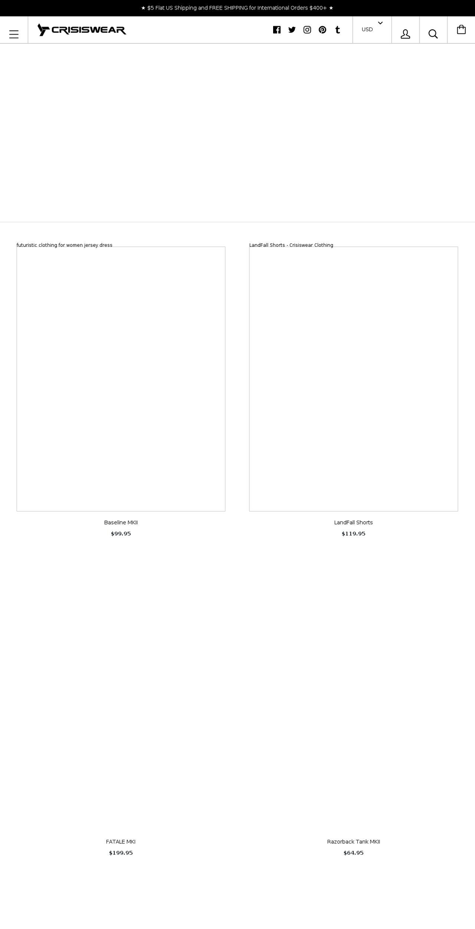 crisiswear.com shopify website screenshot