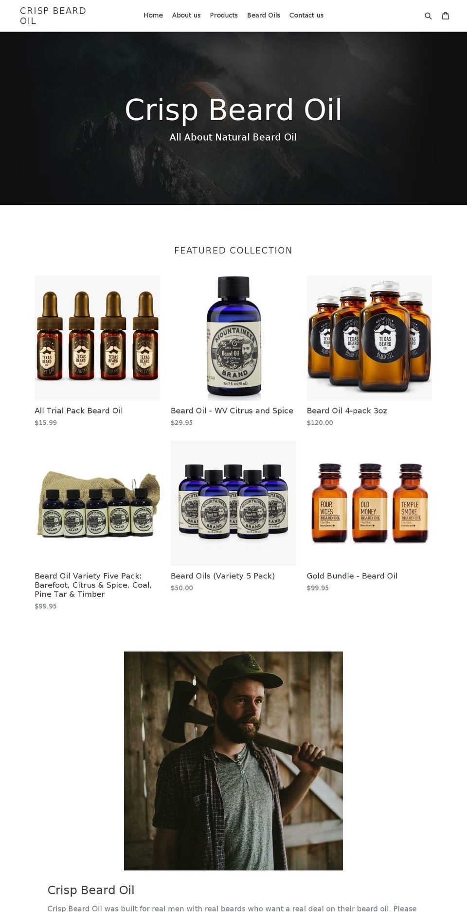 crispbeardoil.com shopify website screenshot
