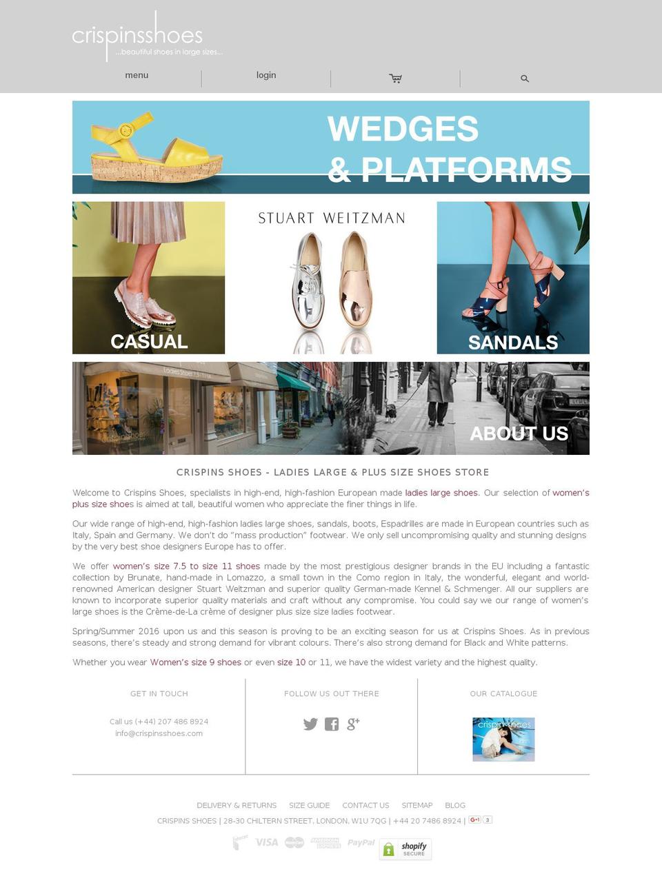 Ella Shopify theme site example crispinsshoes.com