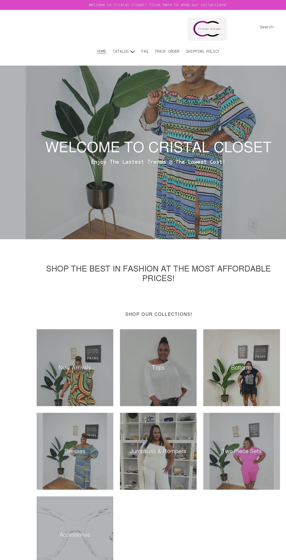 cristalcloset.com shopify website screenshot