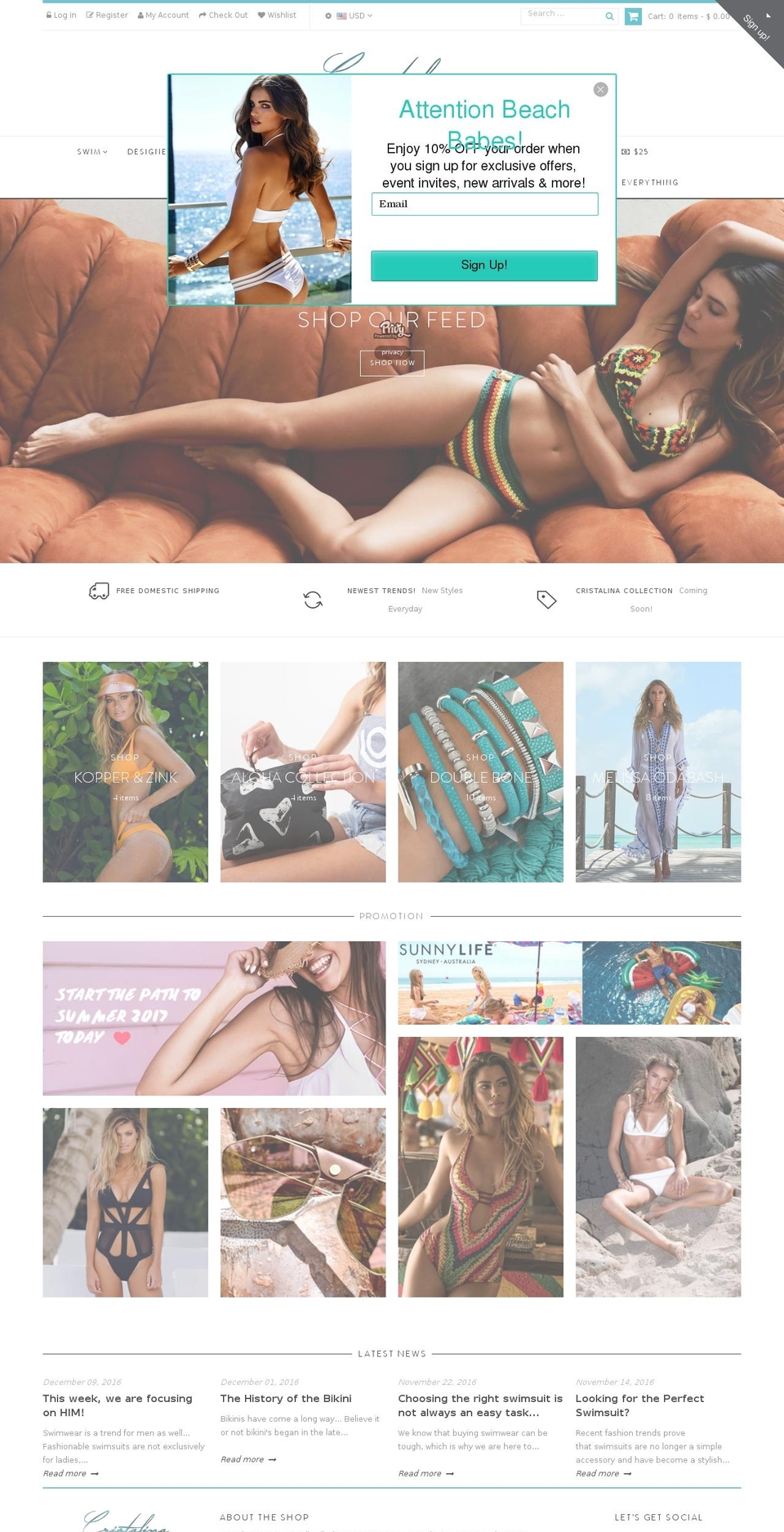 cristalinastore.com shopify website screenshot