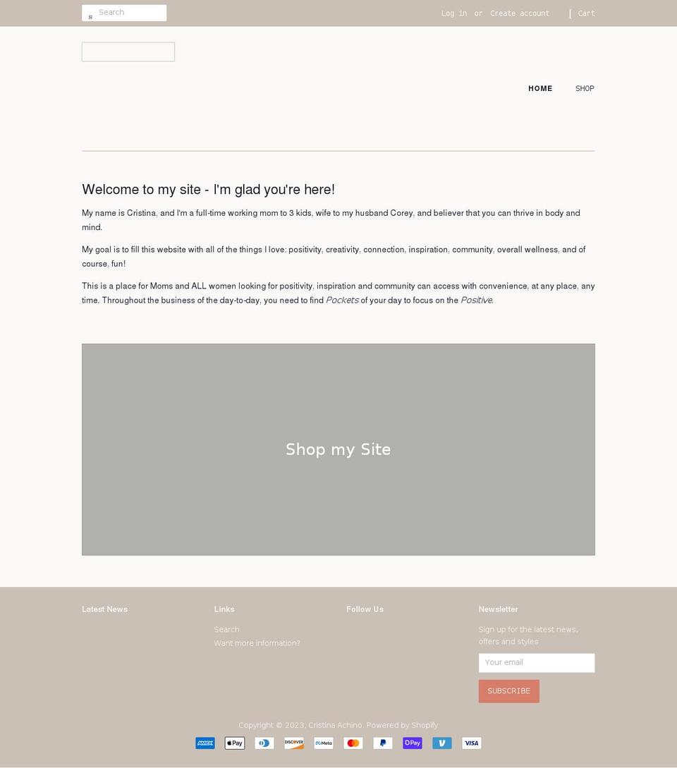 cristinaachino.com shopify website screenshot