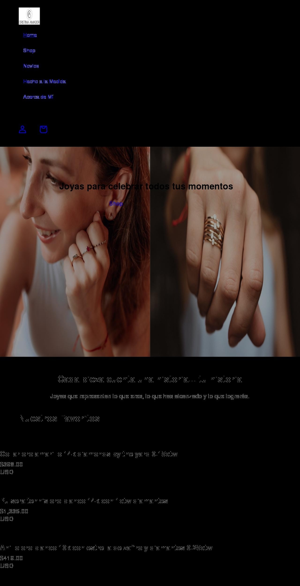 cristinaamador.com shopify website screenshot