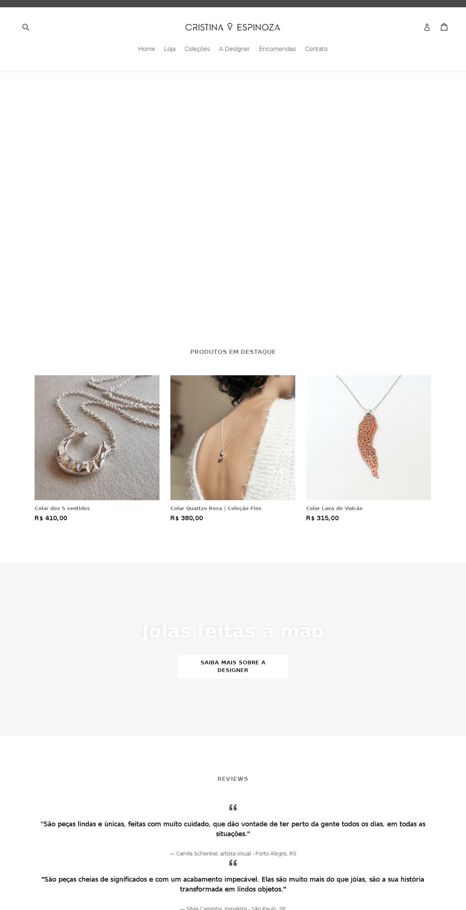 cristinaespinoza.com shopify website screenshot