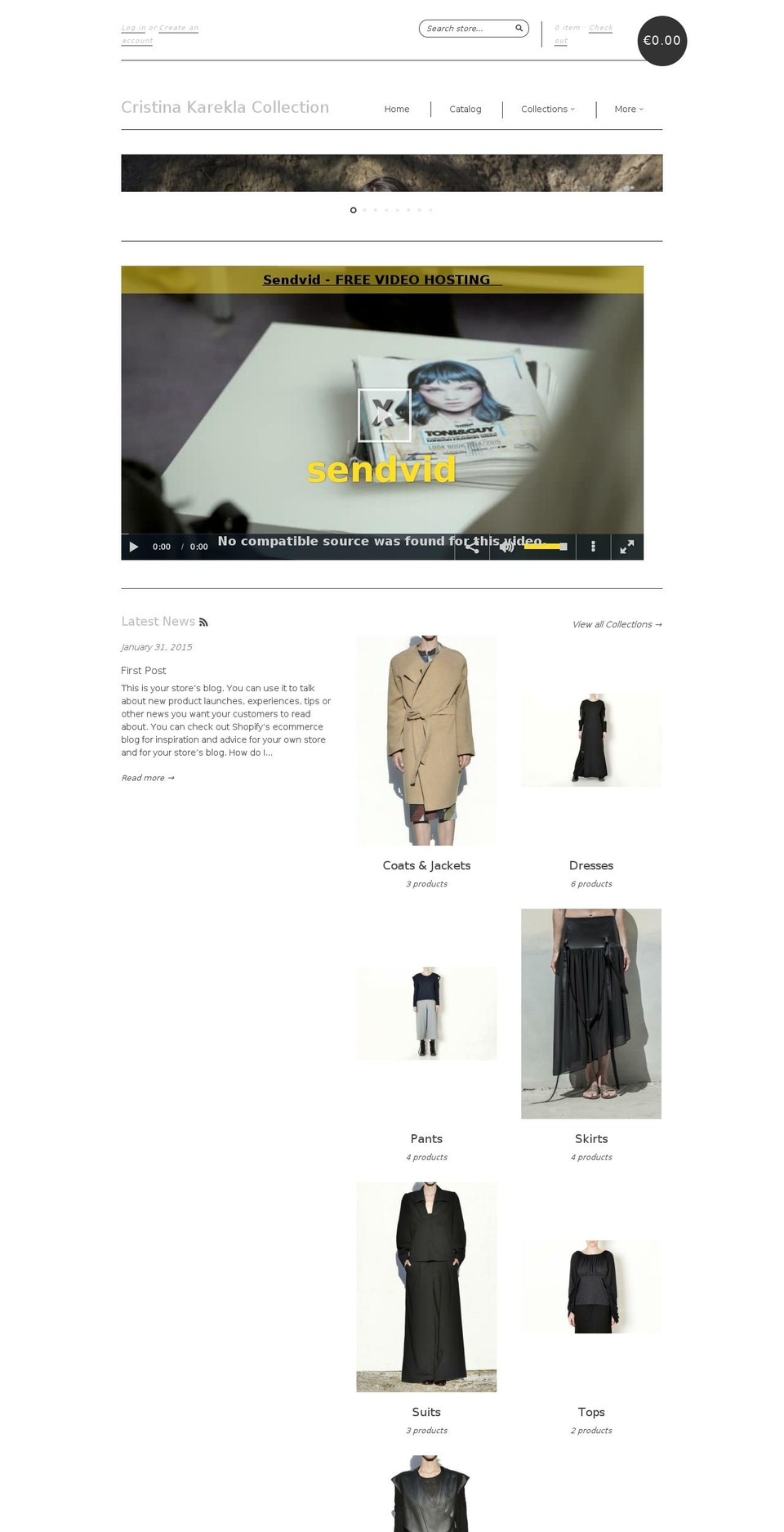 cristinakarekla.com shopify website screenshot