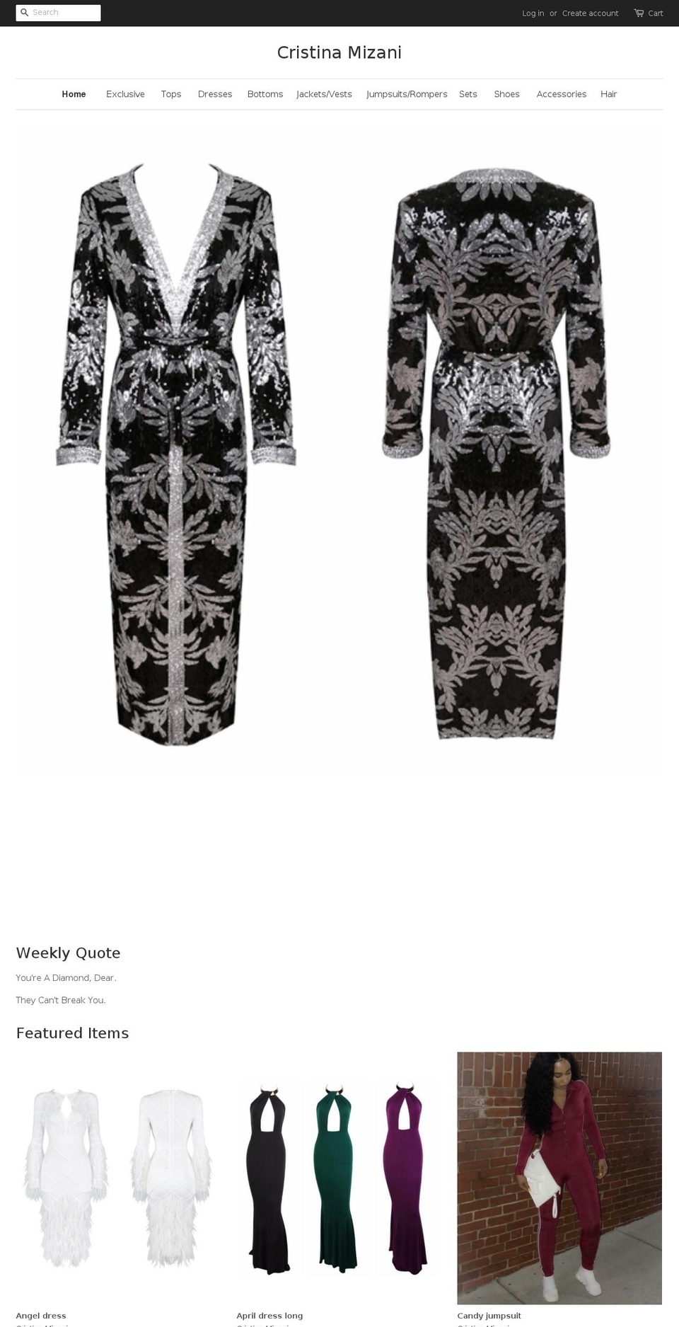 cristinamizani.com — Shopify storefront screenshot