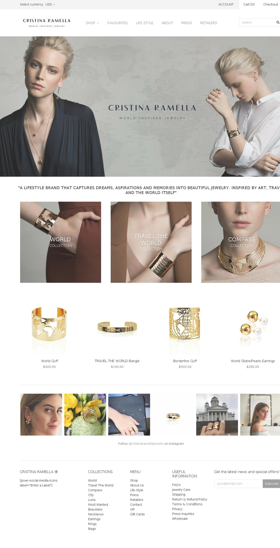 cristinaramella.com shopify website screenshot