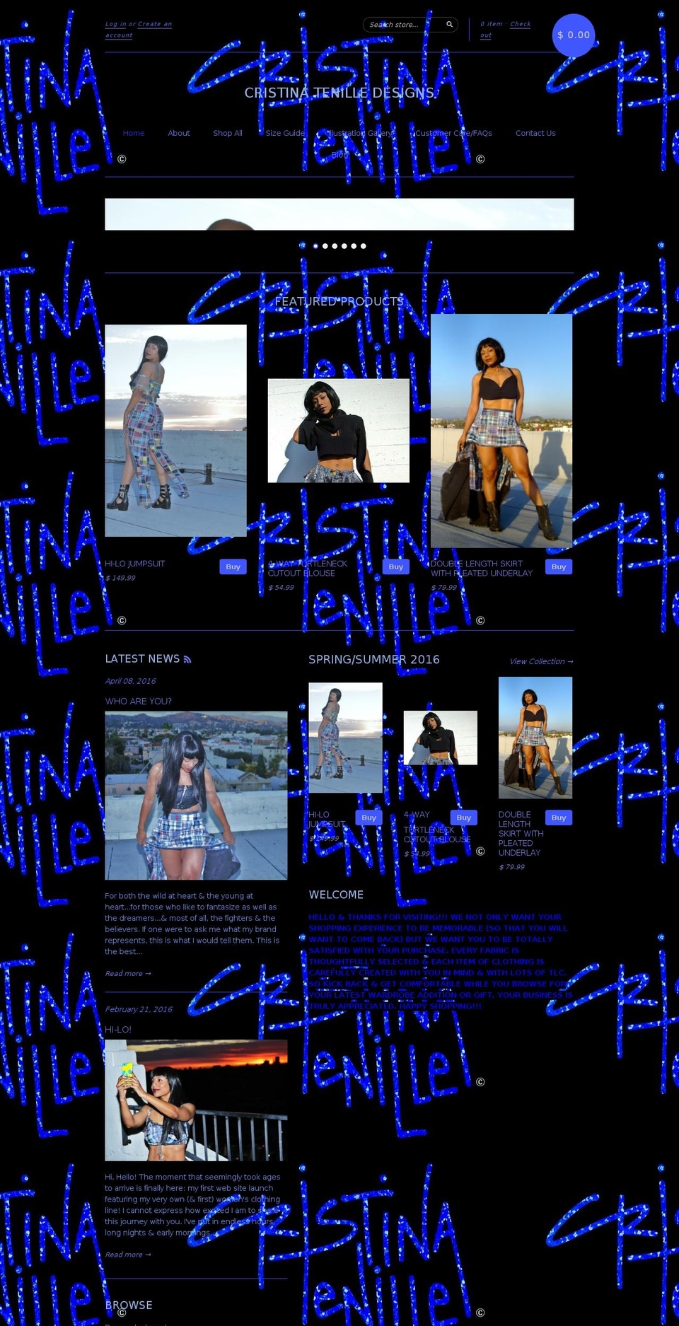 cristinatenille.com shopify website screenshot