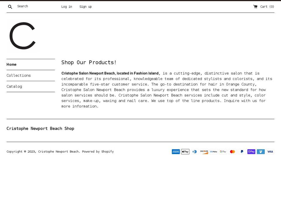cristophe-newport-beach.myshopify.com shopify website screenshot