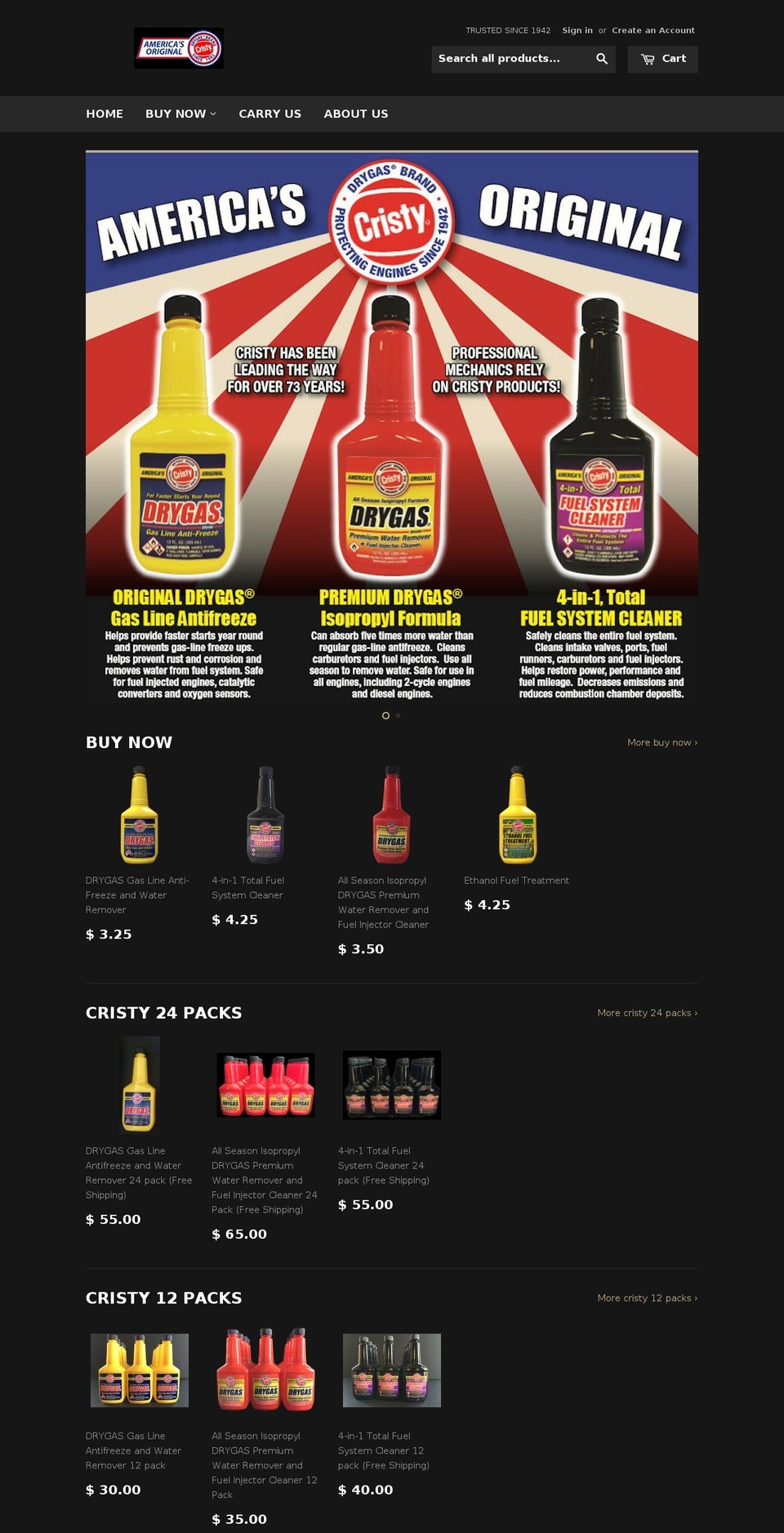 cristycorp.com shopify website screenshot