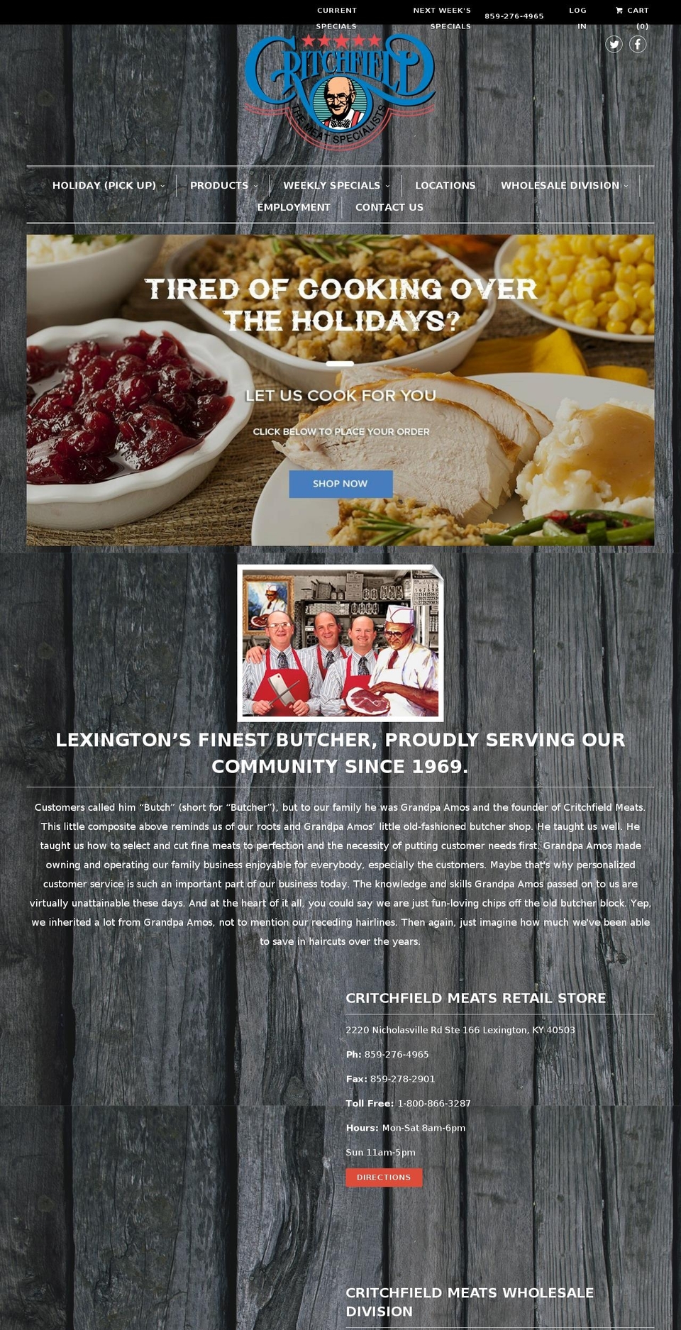 critchfieldmeats.com shopify website screenshot