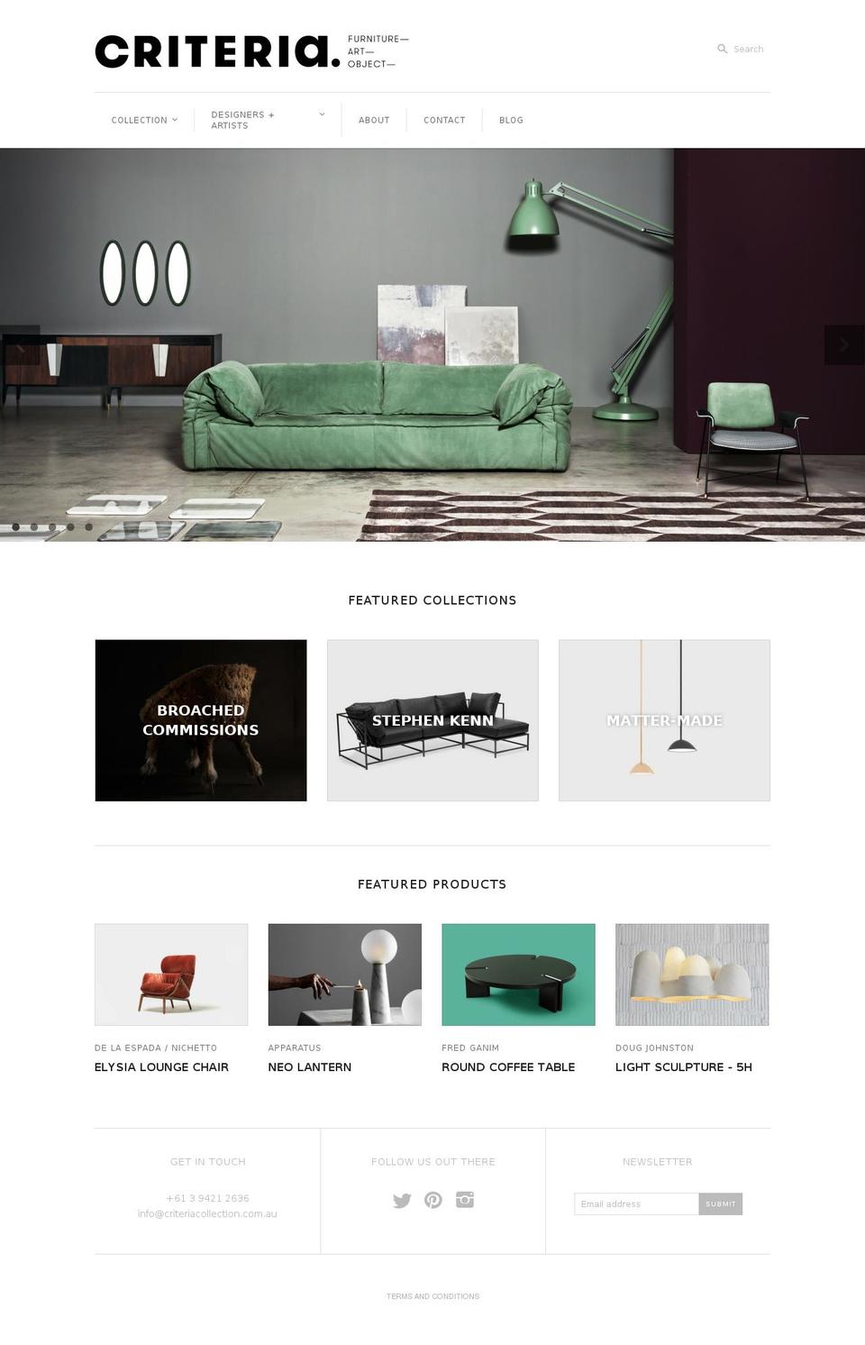 criteriacollection.com shopify website screenshot