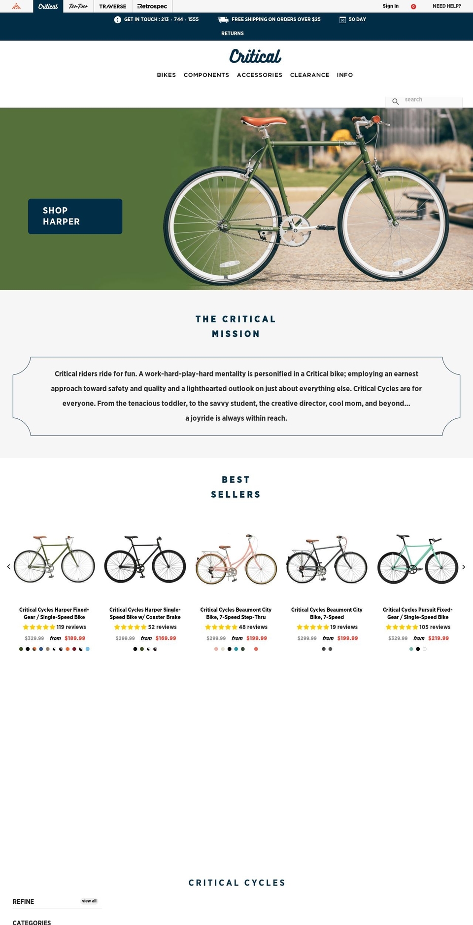 criticalcycle.com shopify website screenshot