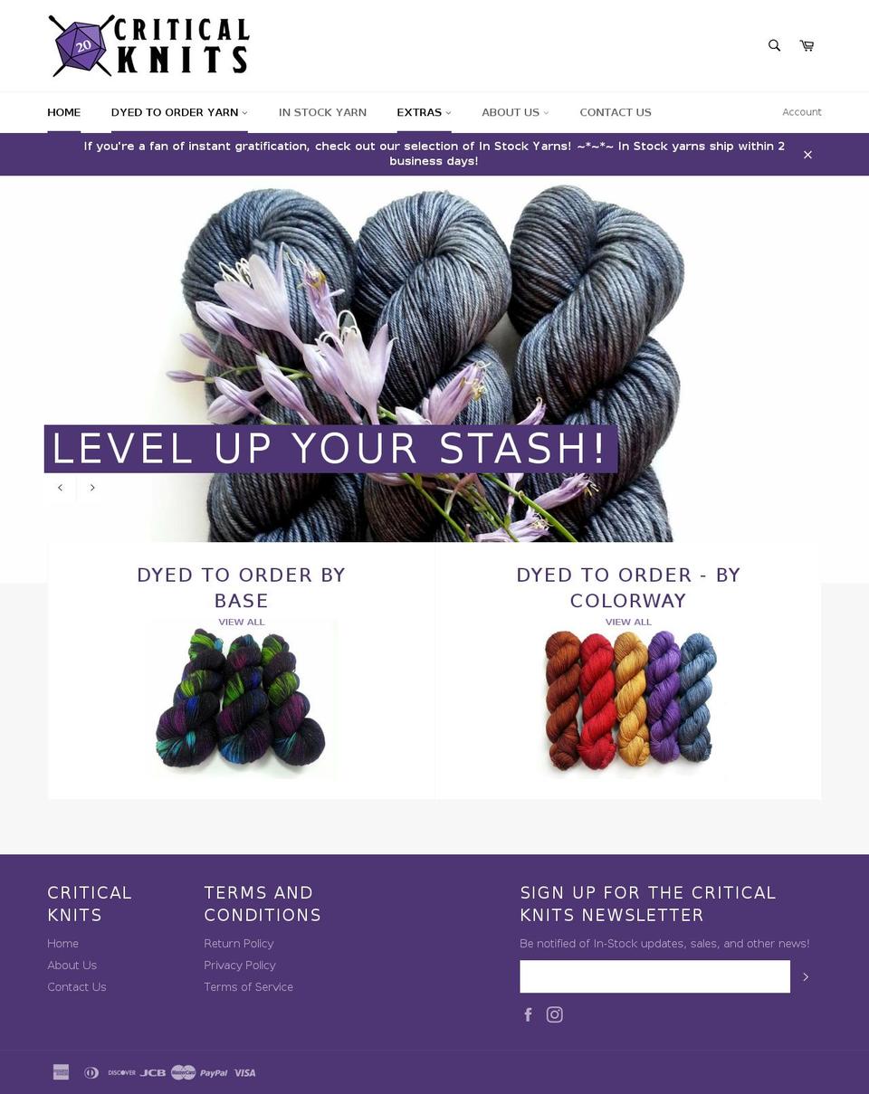 criticalknits.com shopify website screenshot