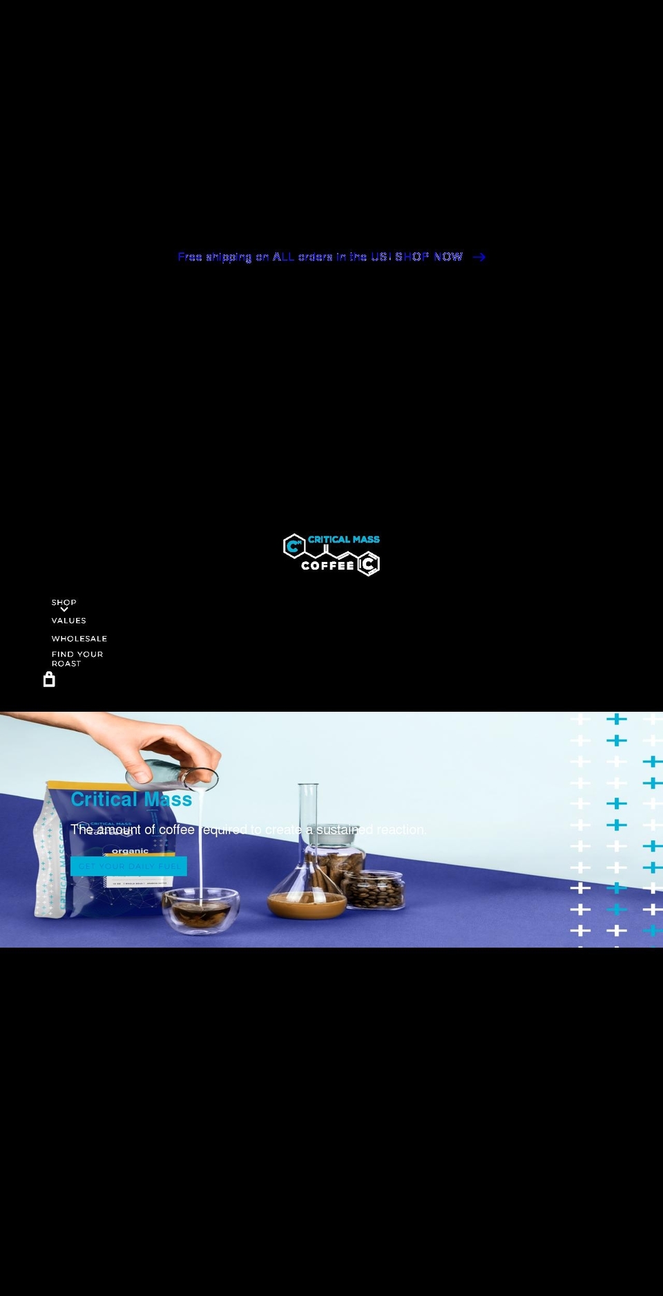 criticalmasscoffee.com shopify website screenshot