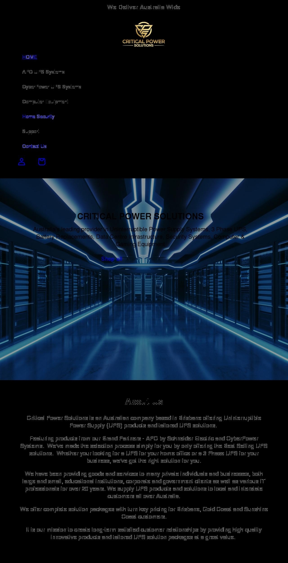 criticalpowersolutions.com.au shopify website screenshot
