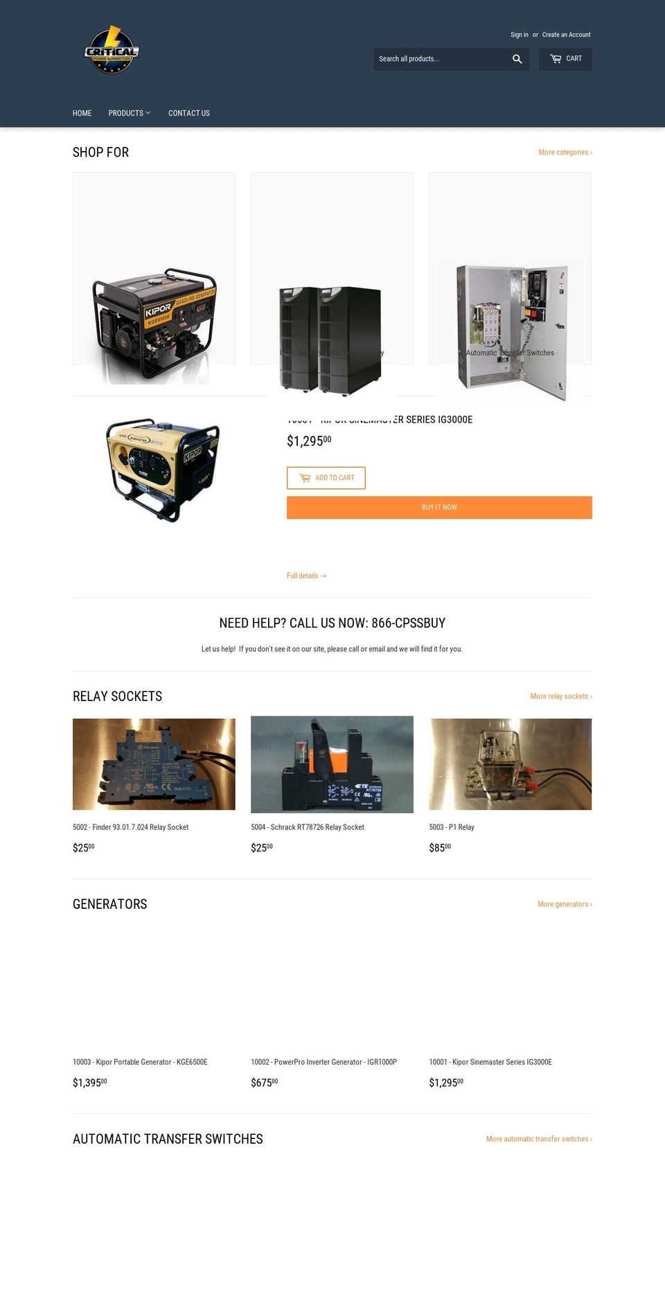 criticalpowersuperstore.com — Shopify storefront screenshot