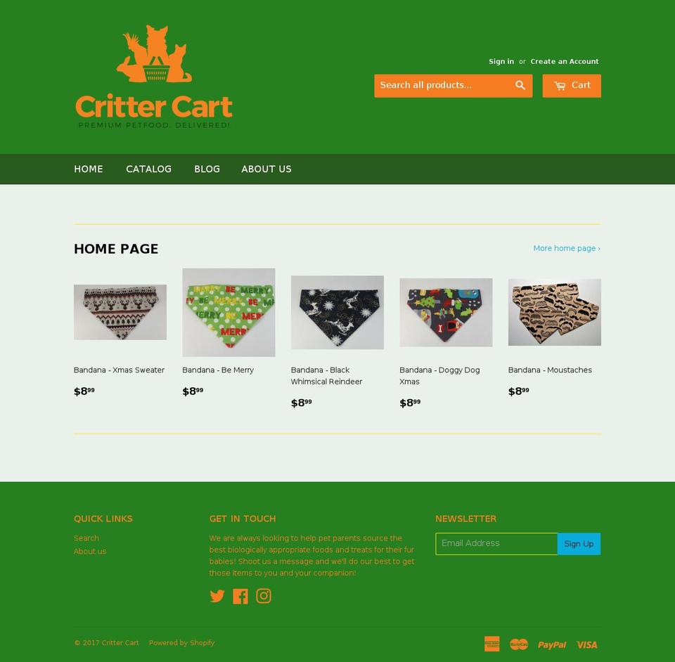 crittercart.com shopify website screenshot