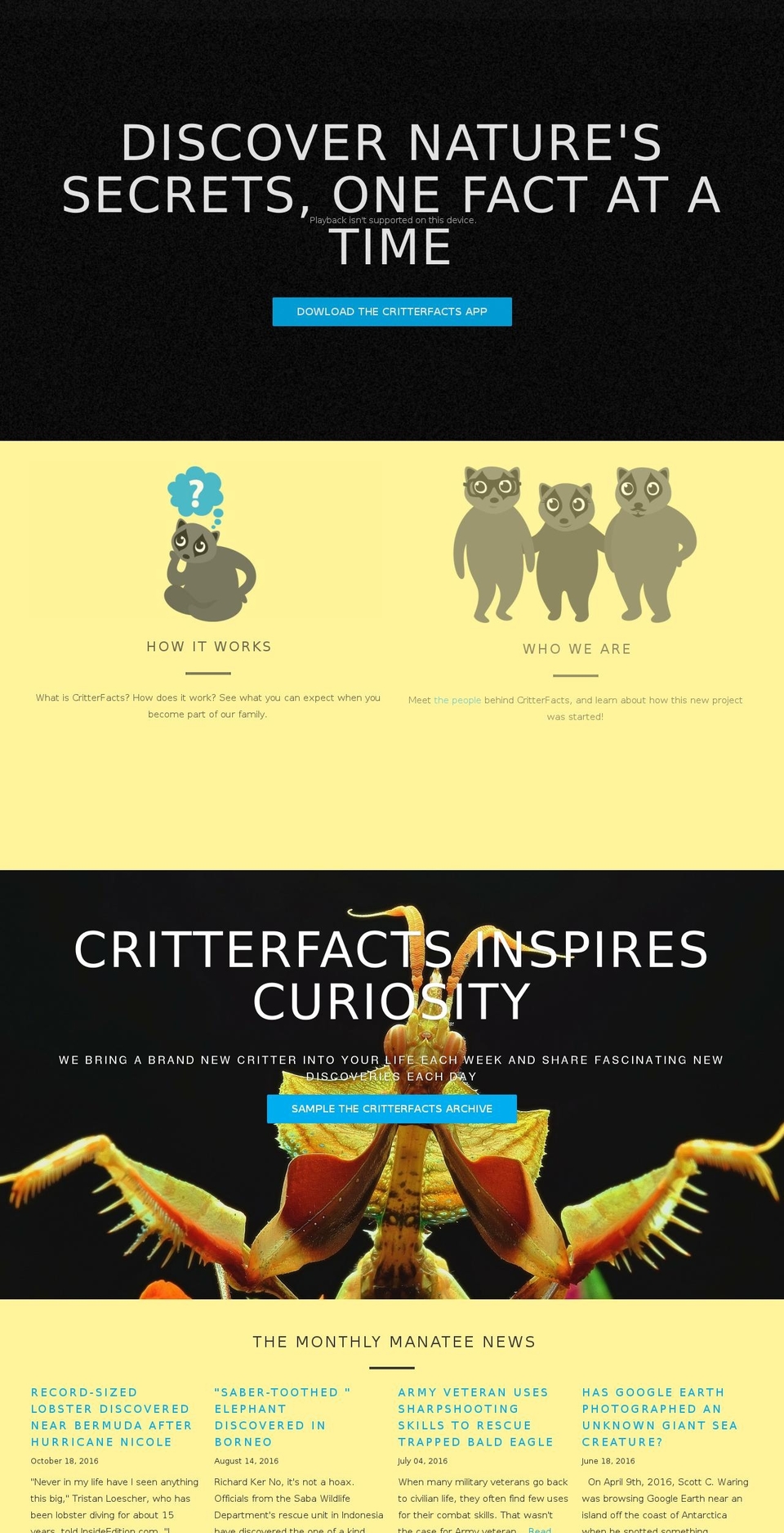 critterfacts.com shopify website screenshot
