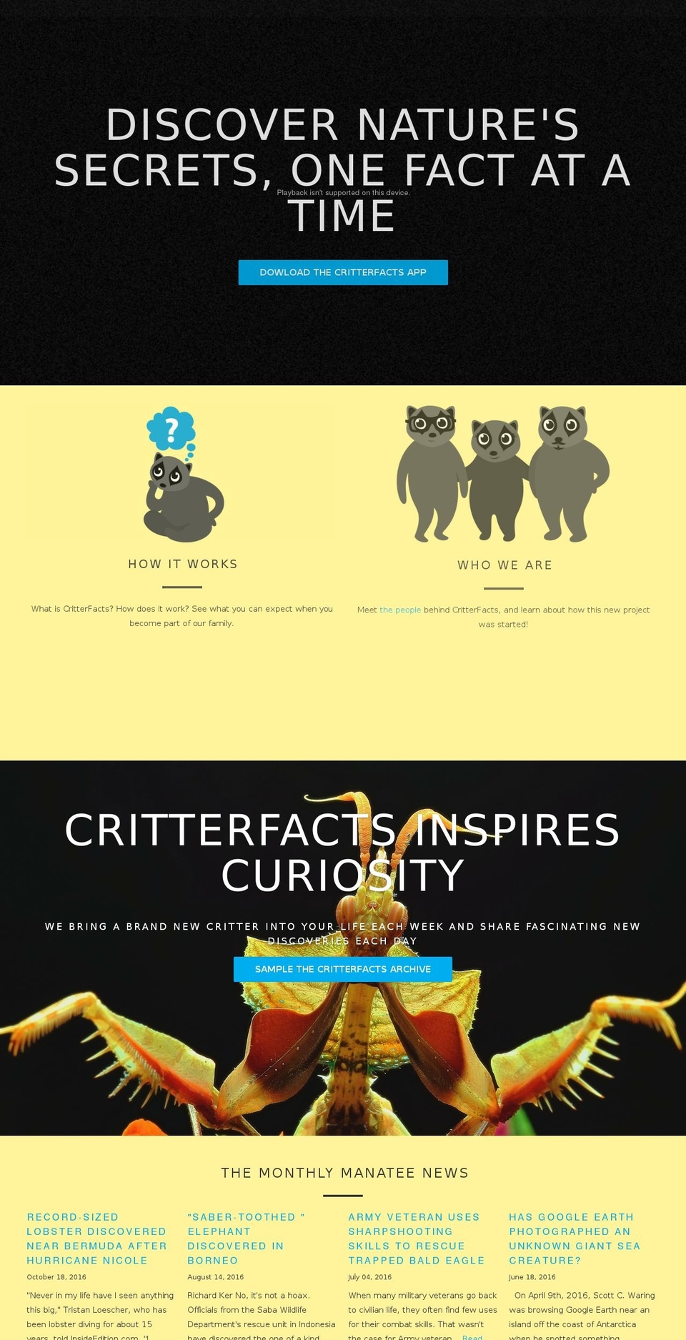 critterfacts.info shopify website screenshot