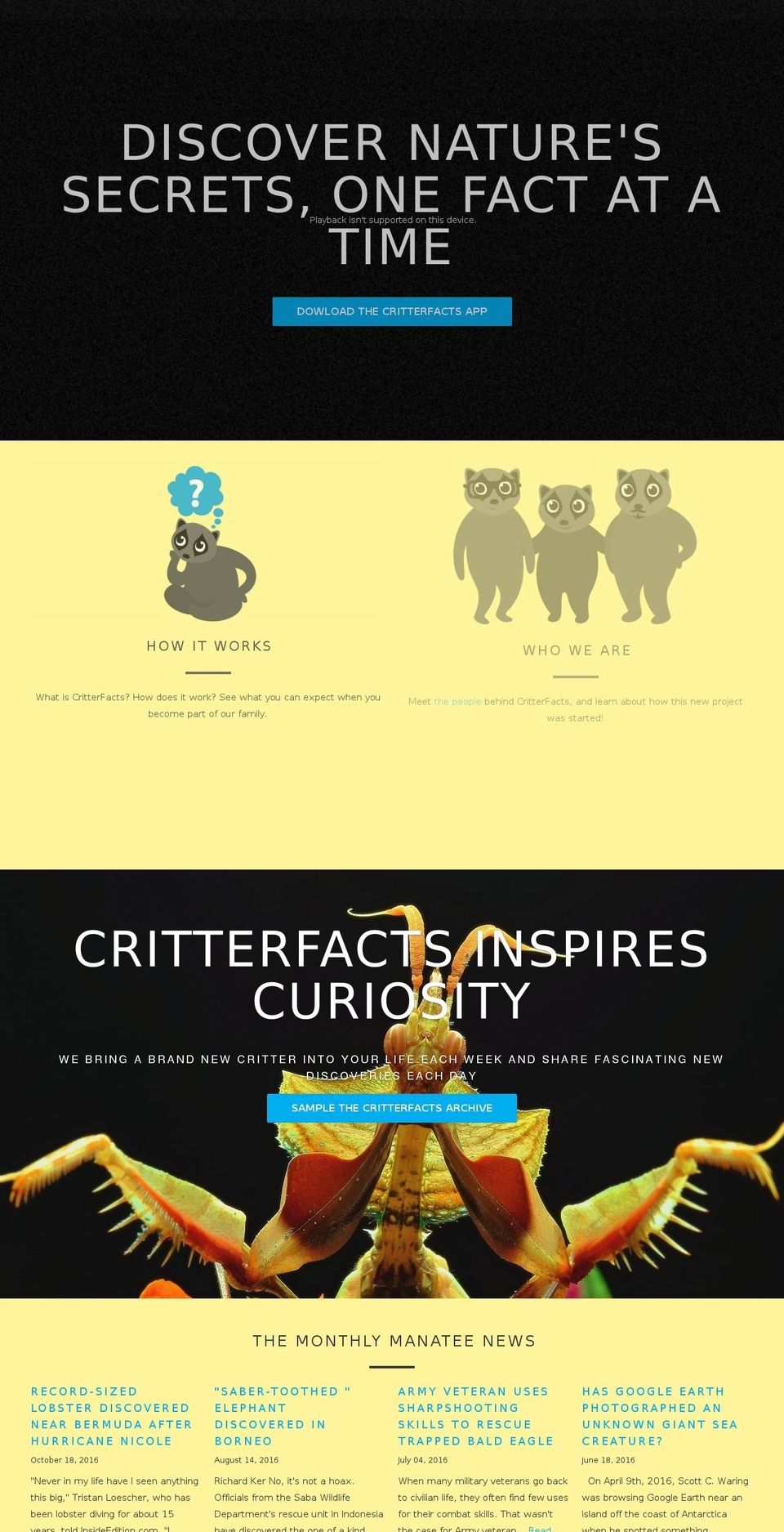 critterfacts.org shopify website screenshot