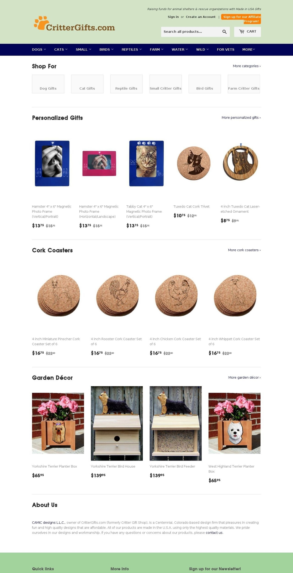 crittergifts.com — Shopify storefront screenshot