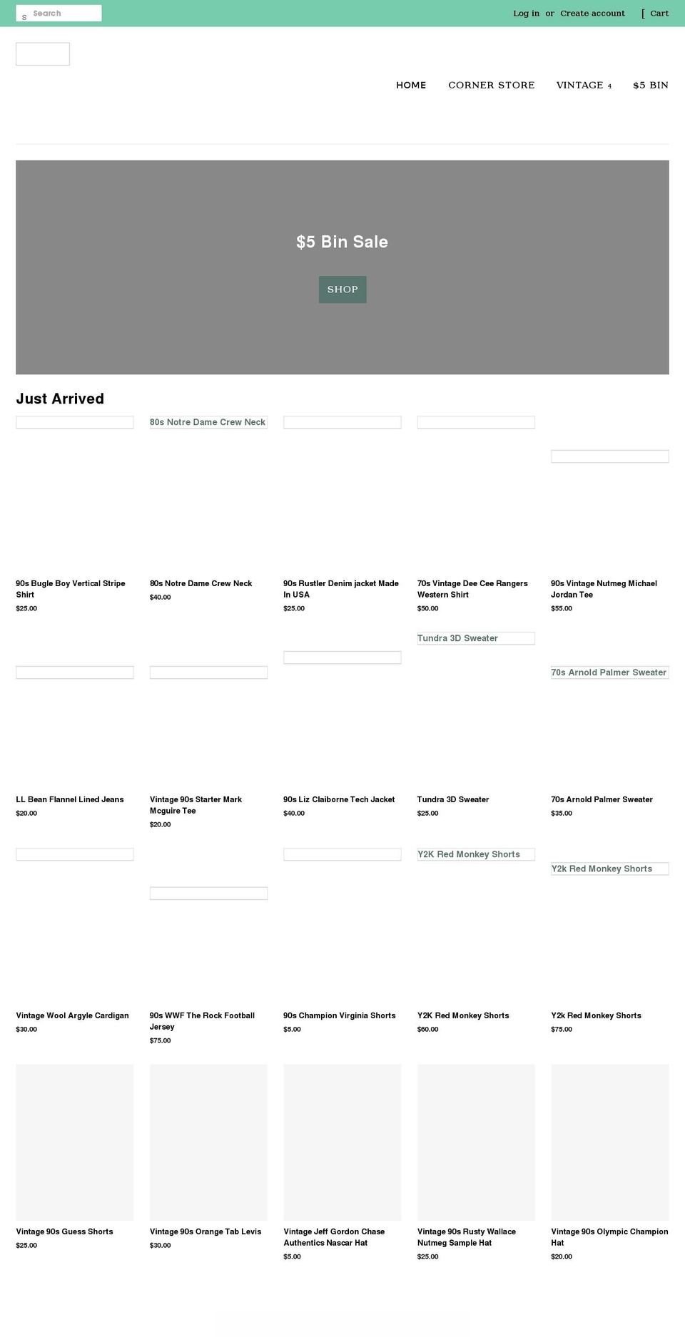 crnrvintage.com shopify website screenshot