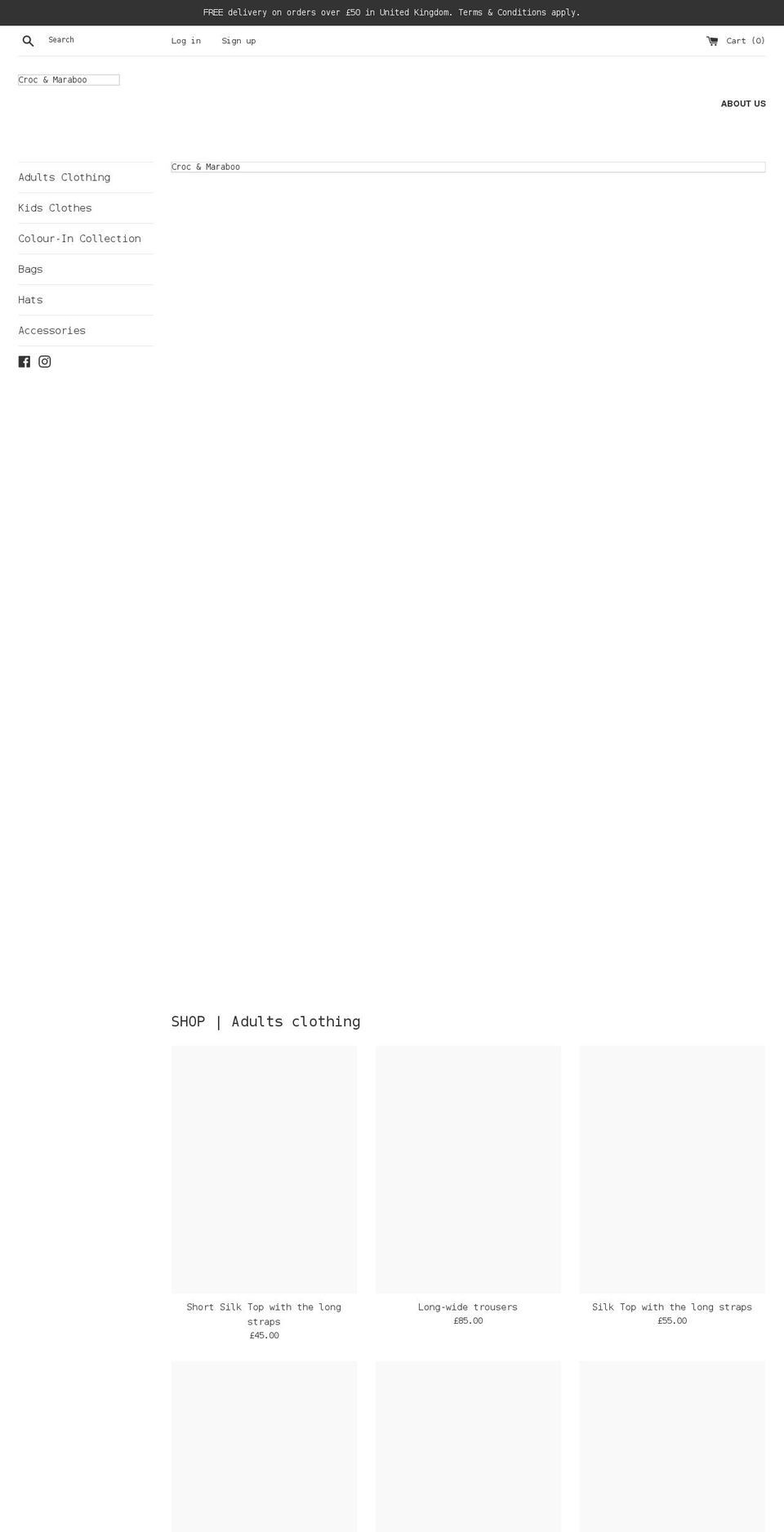 crocandmaraboo.com — Shopify storefront screenshot