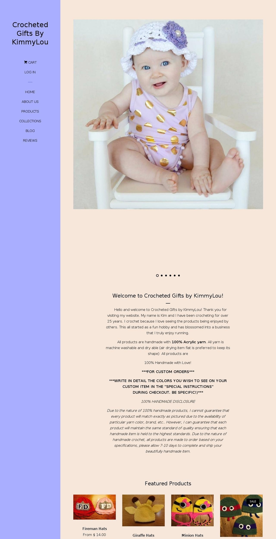 crochetedgiftsbykimmylou.com — Shopify storefront screenshot
