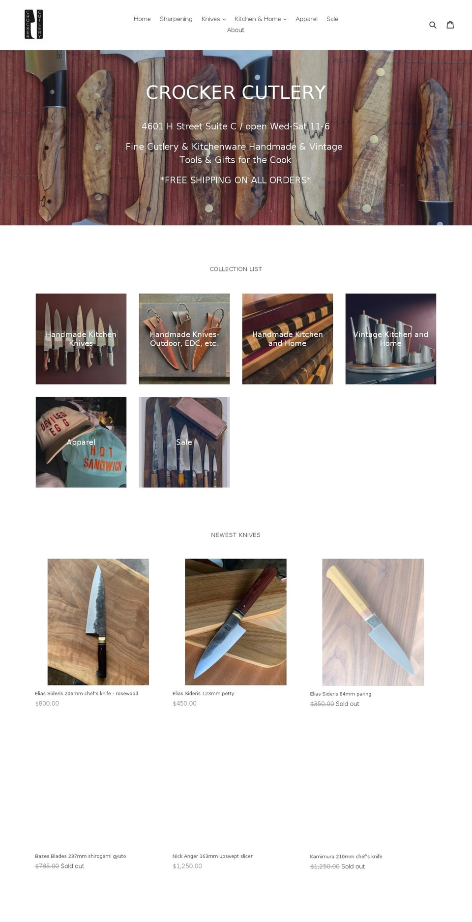 crockerculinary.com — Shopify storefront screenshot