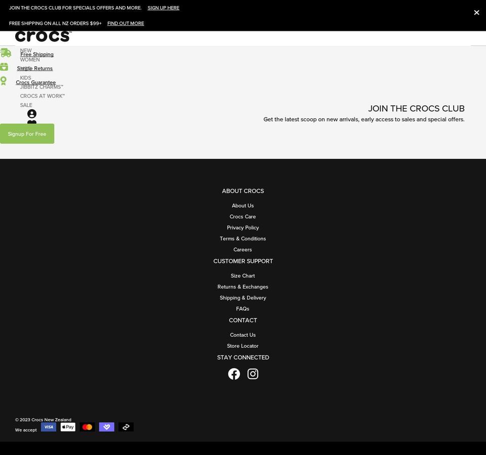 crocsnz.co.nz shopify website screenshot