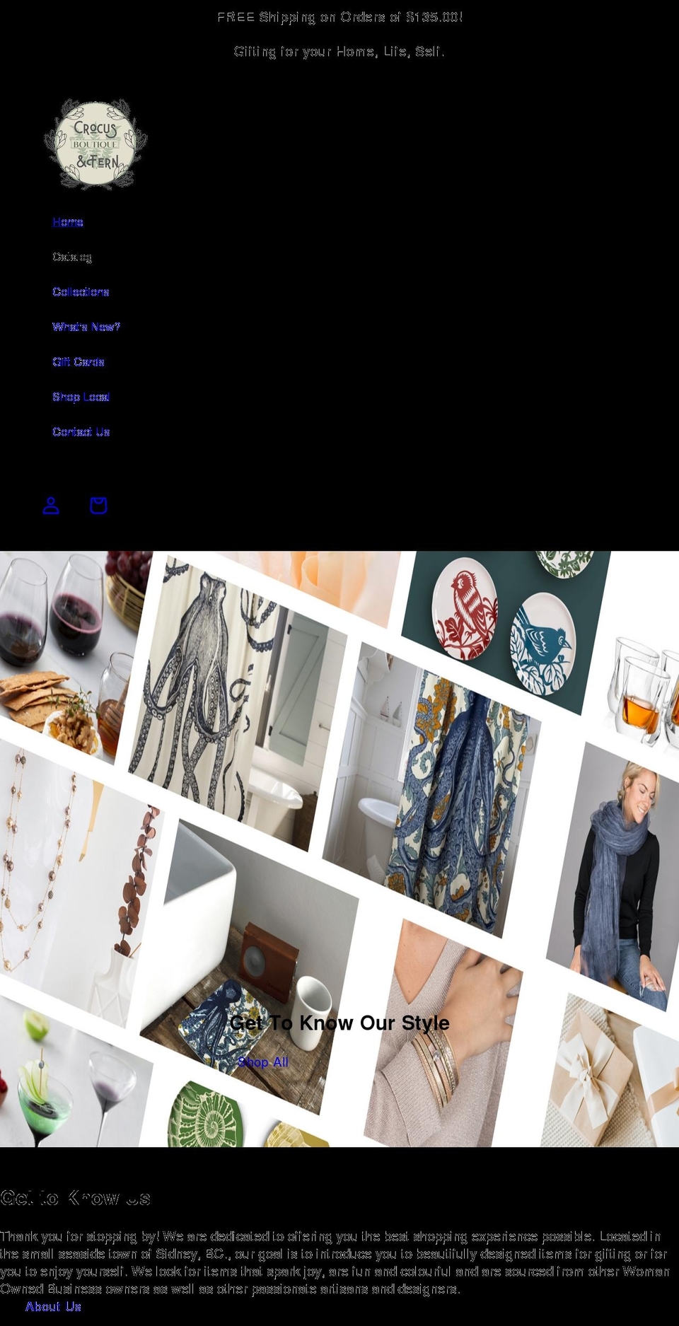 crocusandfern.com shopify website screenshot