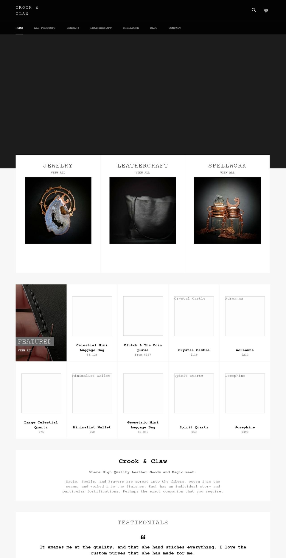 crookandclaw.com shopify website screenshot