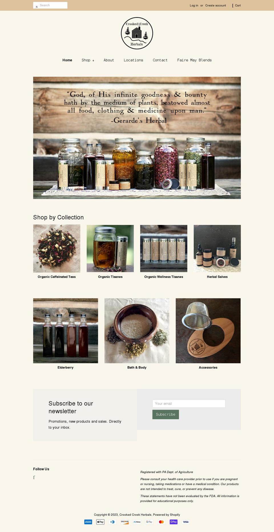 crookedcreekherbals.com shopify website screenshot