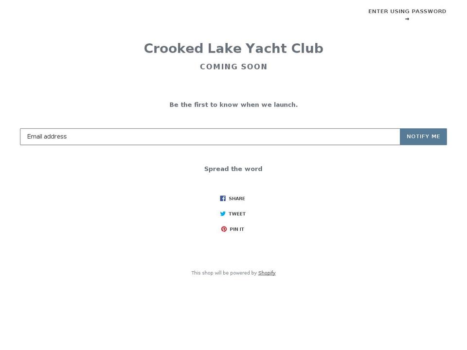crookedlakeyachtclub.com — Shopify storefront screenshot
