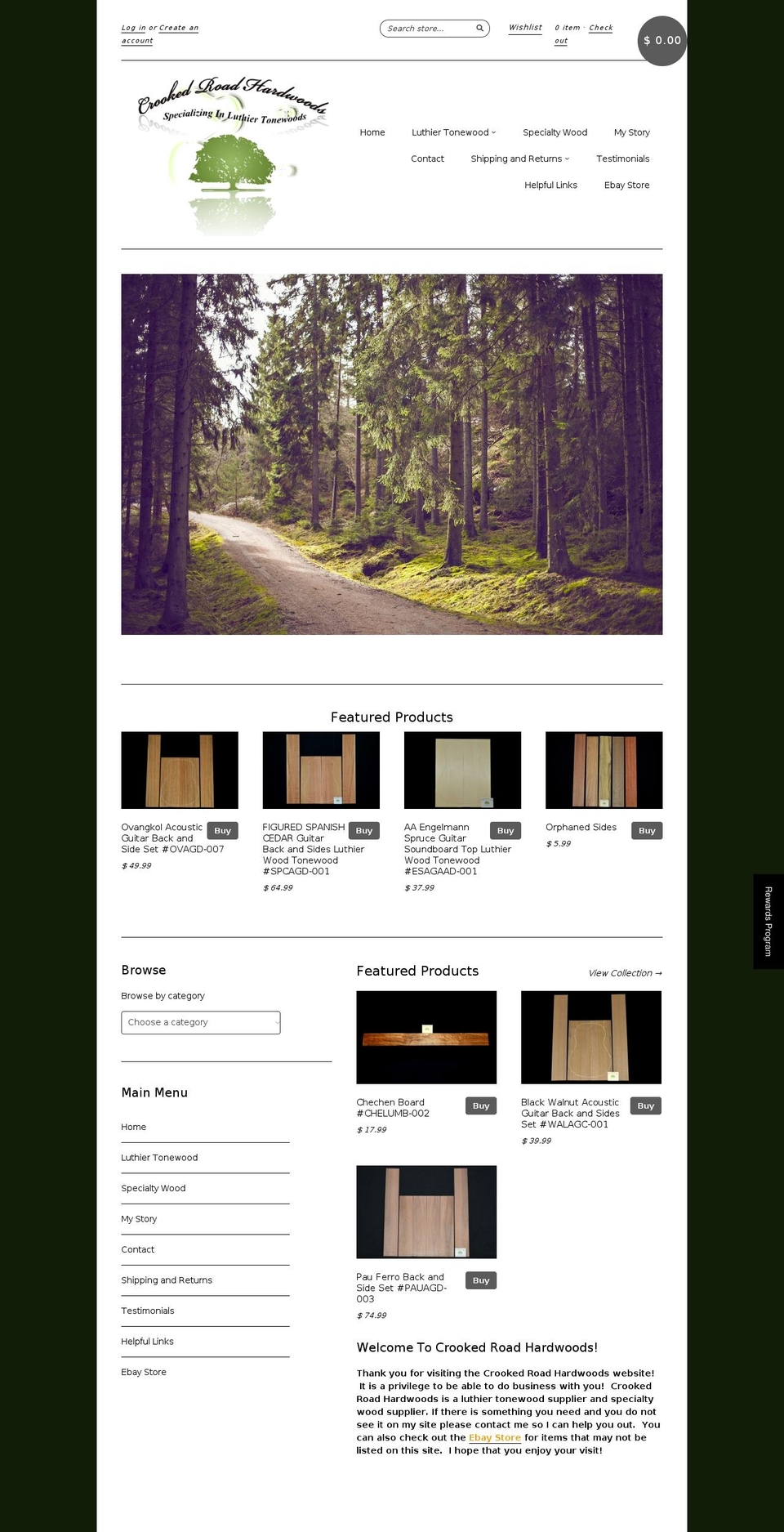 new standard Shopify theme site example crookedroadhardwoods.com