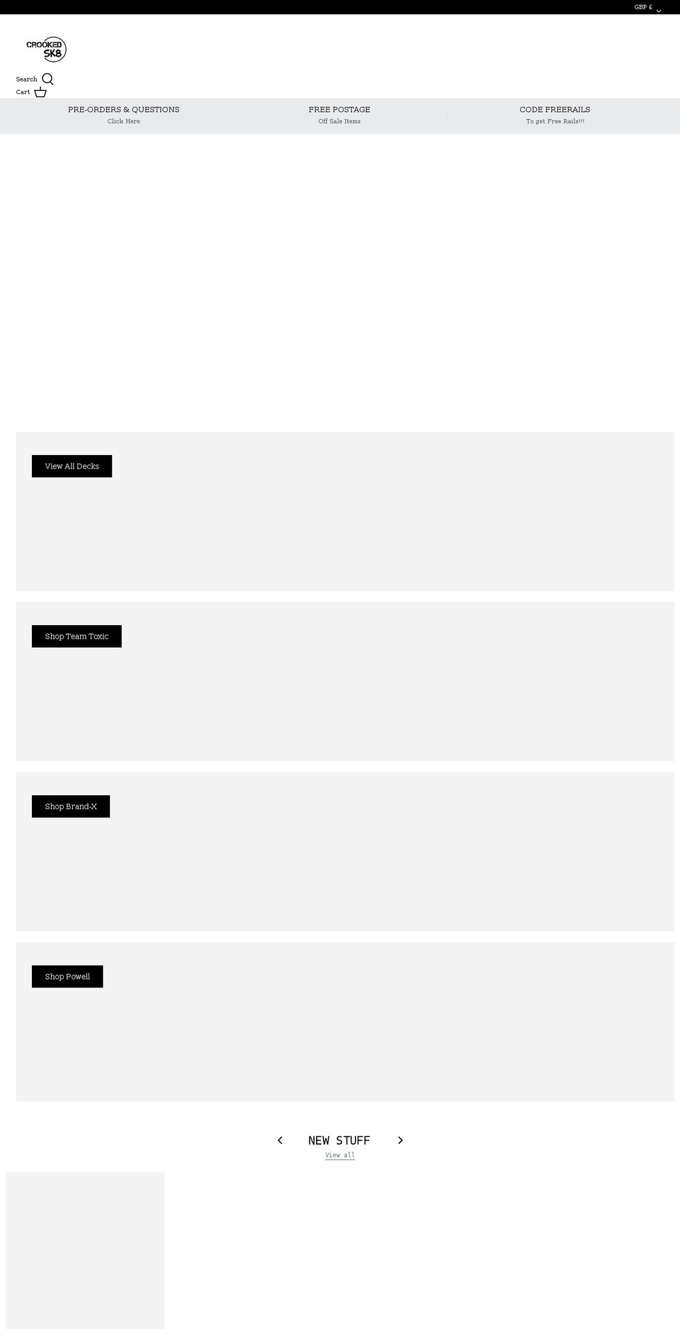 crookedsk8.co.uk shopify website screenshot