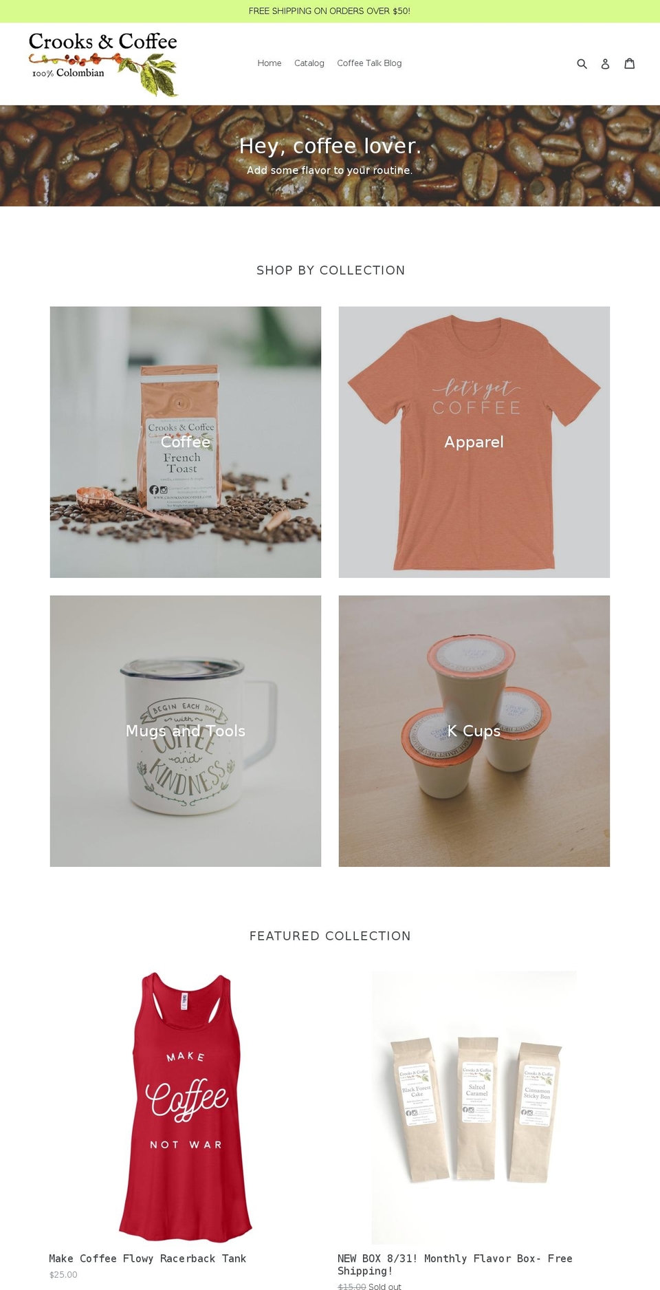 crooksandcoffee.com — Shopify storefront screenshot