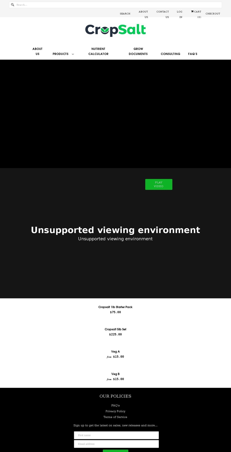 cropsalt.com shopify website screenshot