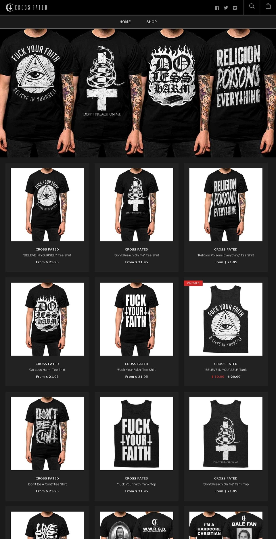 cross-fated.com shopify website screenshot