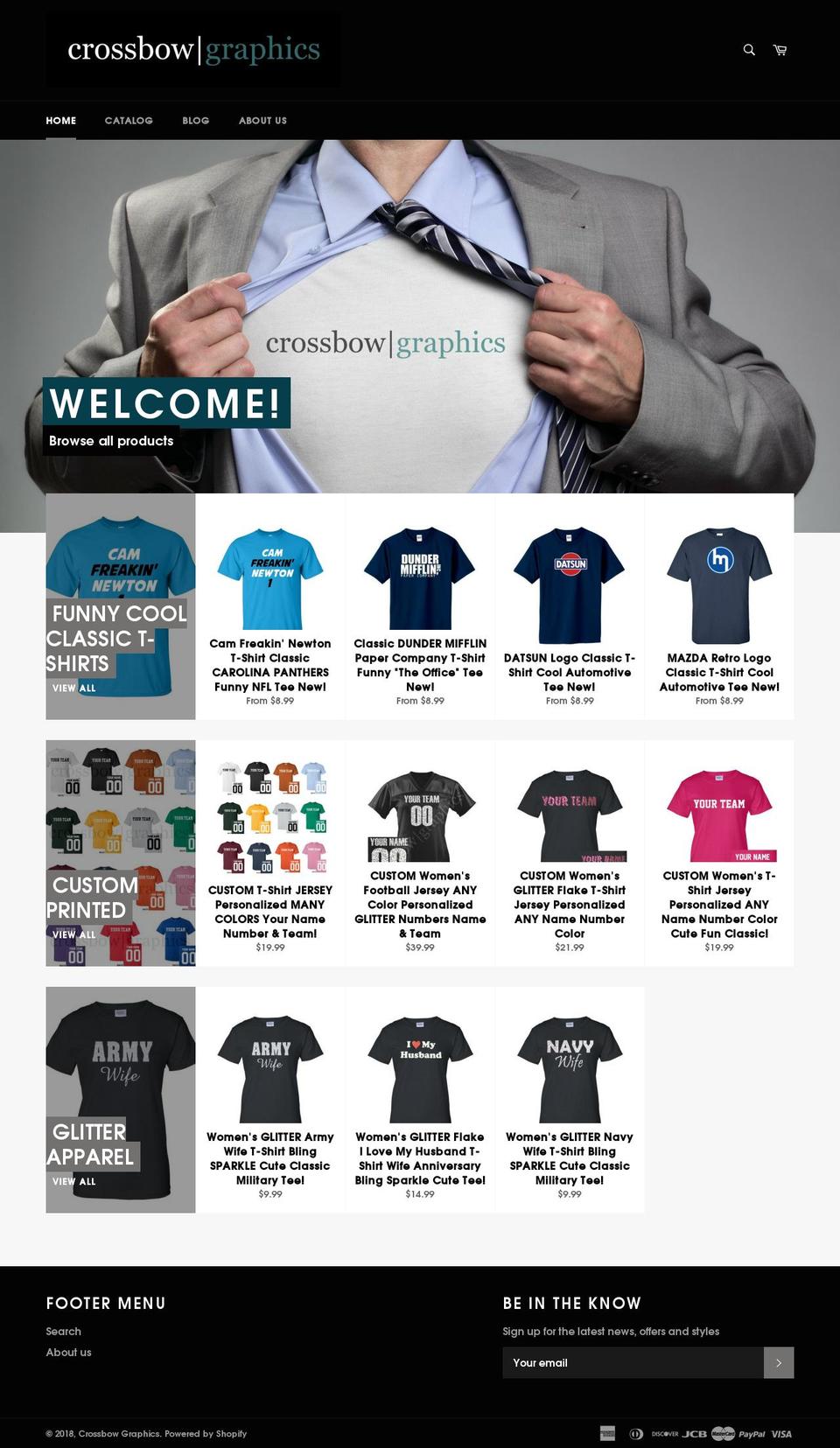 crossbowgraphics.com shopify website screenshot
