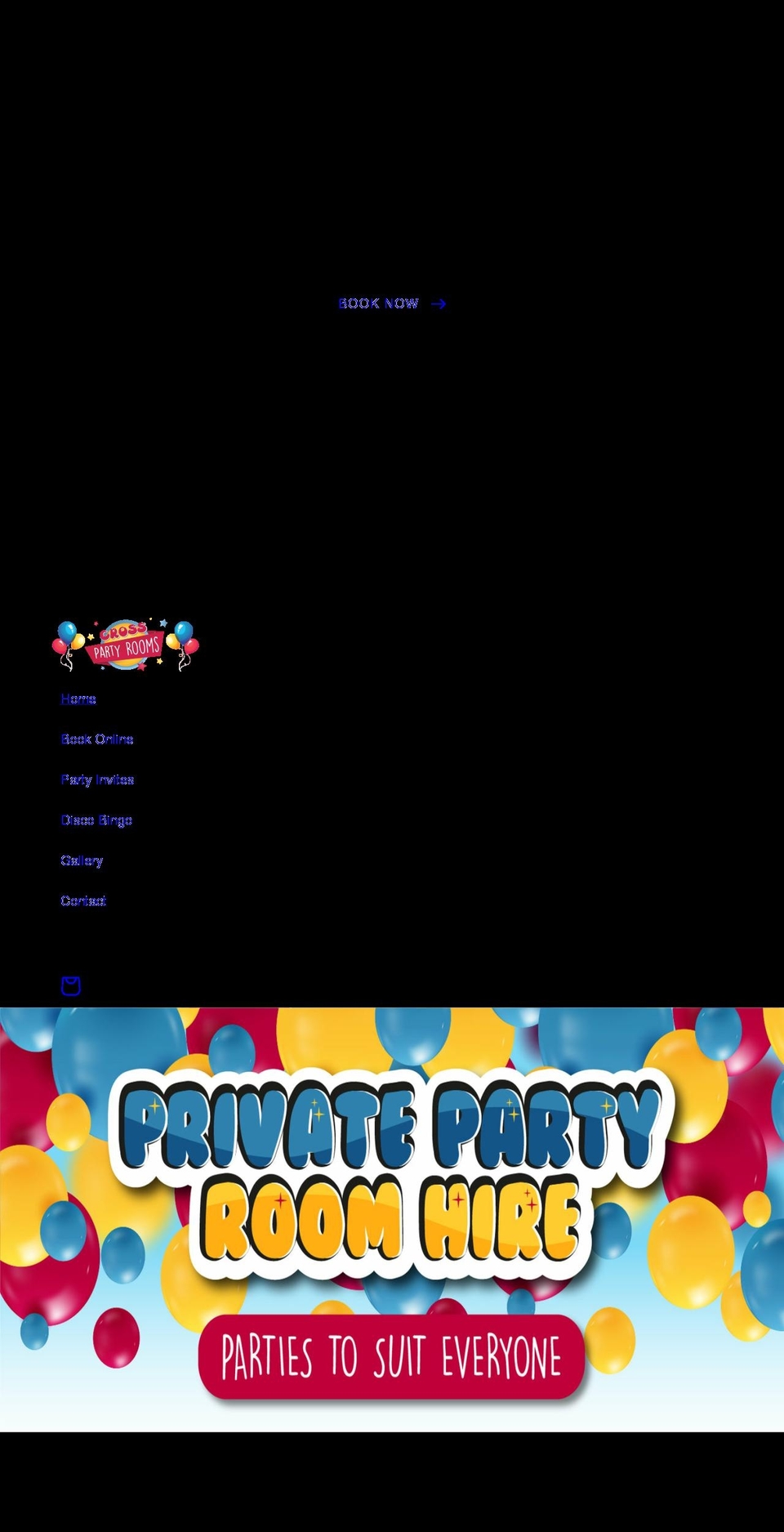 crosscastlespartyrooms.com shopify website screenshot