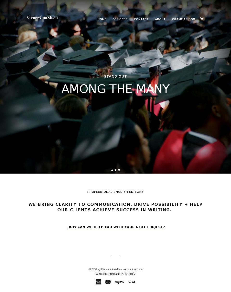 crosscoastcommunications.com shopify website screenshot