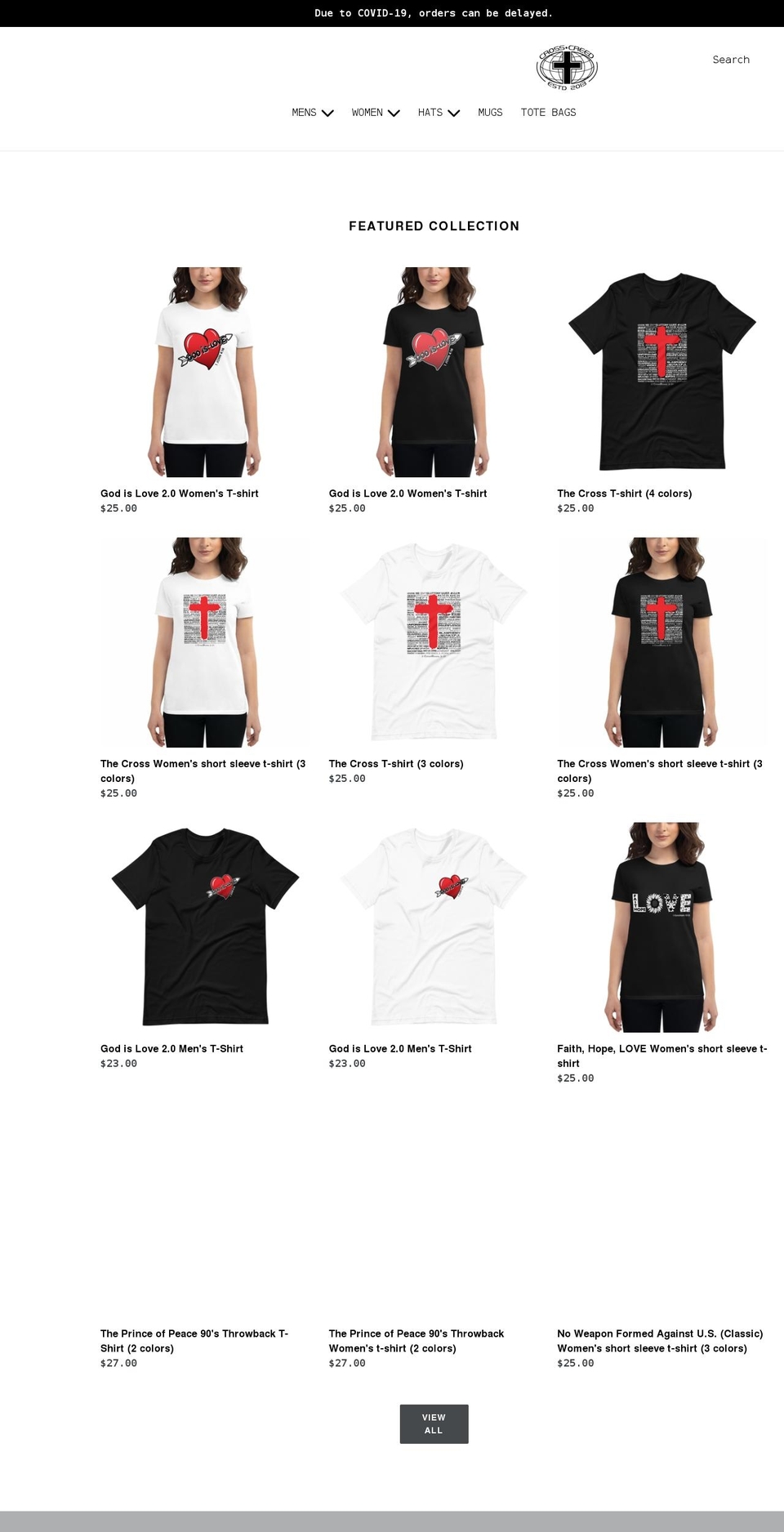 crosscreedapparel.com shopify website screenshot
