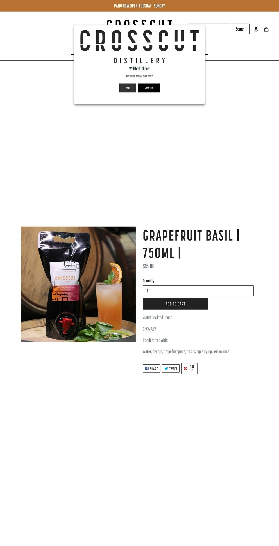 crosscutdistillery.ca shopify website screenshot