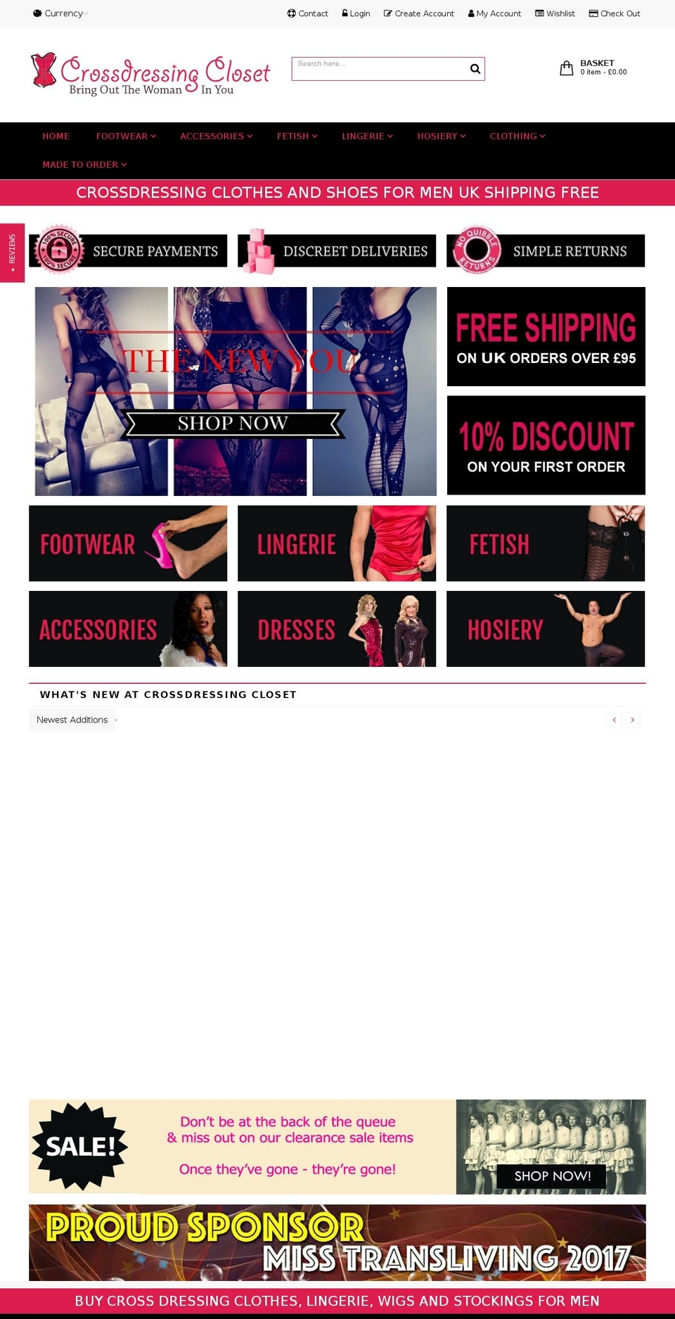 crossdressingcloset.com shopify website screenshot