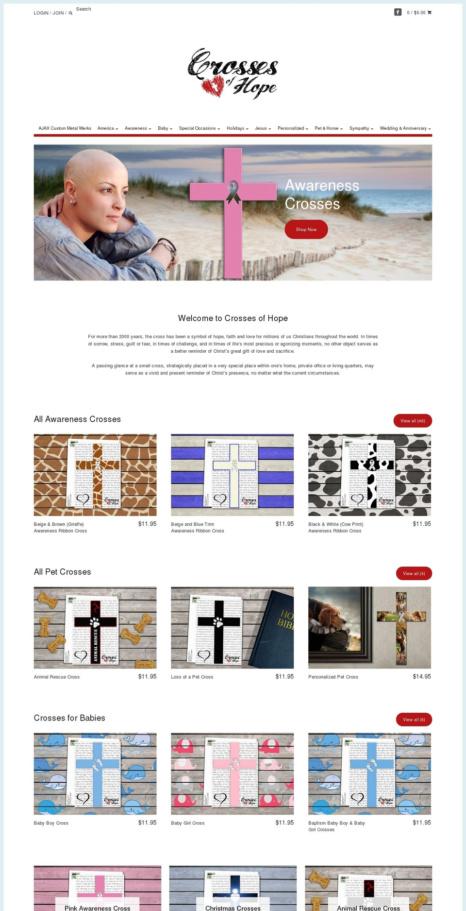 crossesofhope.net shopify website screenshot