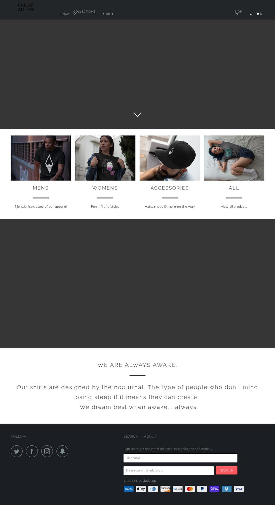 crossfadeapp.com shopify website screenshot