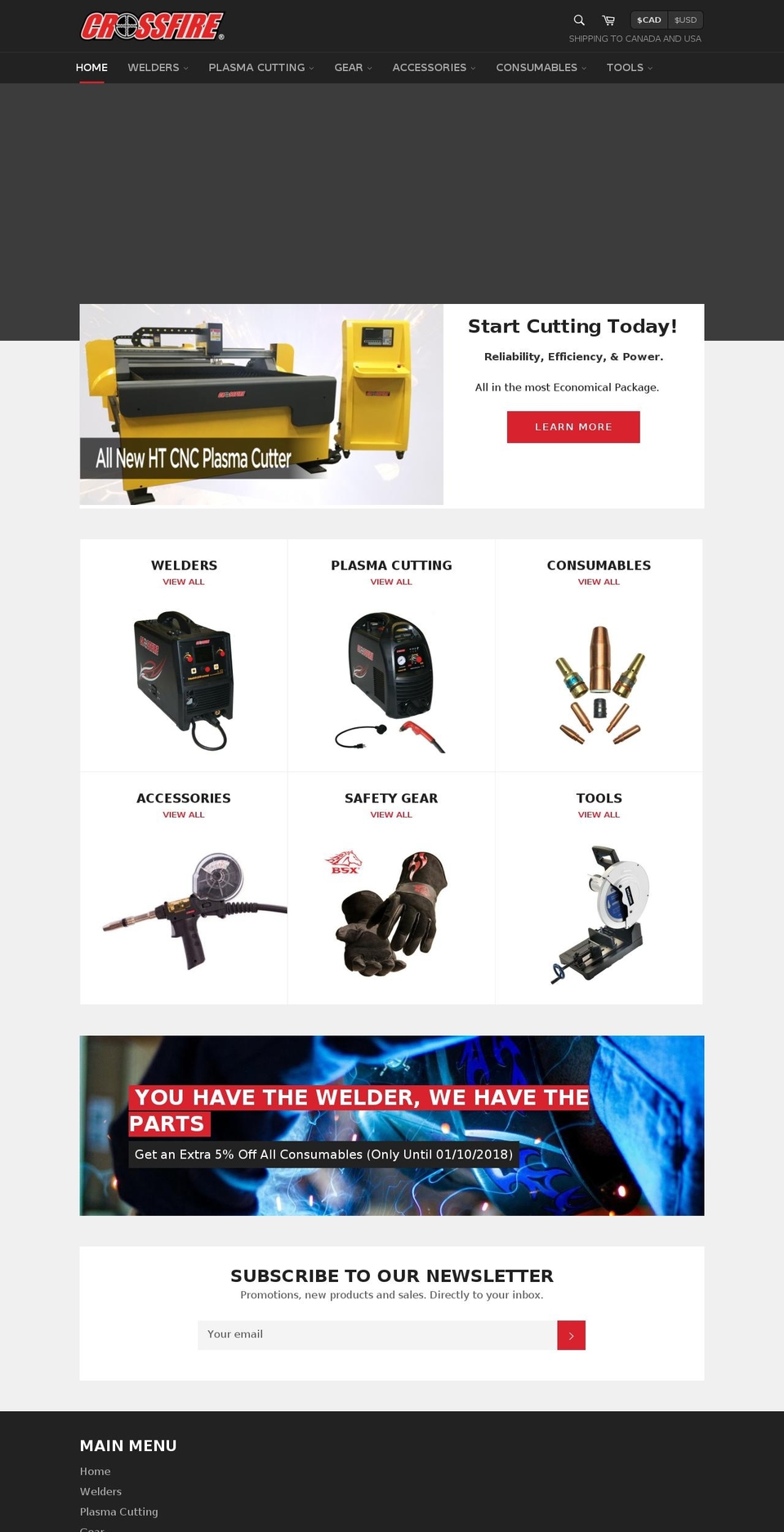 crossfirewelders.com shopify website screenshot