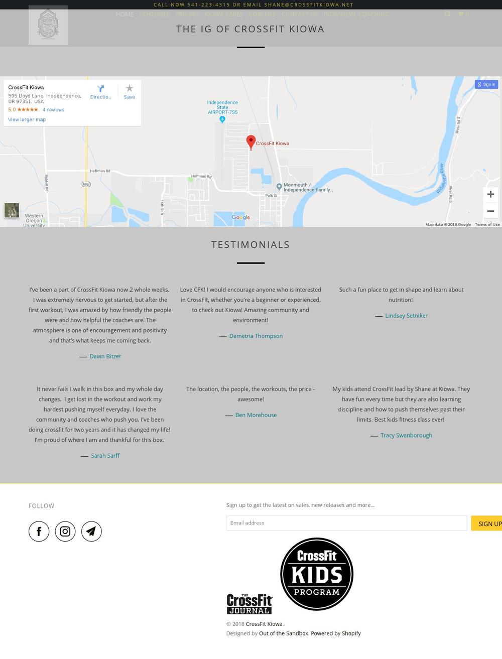 crossfitkiowa.net shopify website screenshot